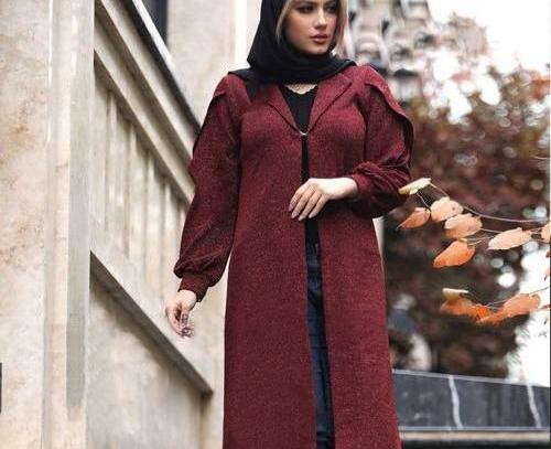 عکس مانتو بلند زرشکی