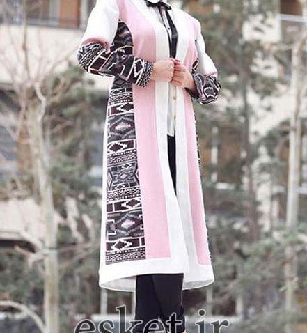 عکس مدل مانتو جلو باز طرح دار
