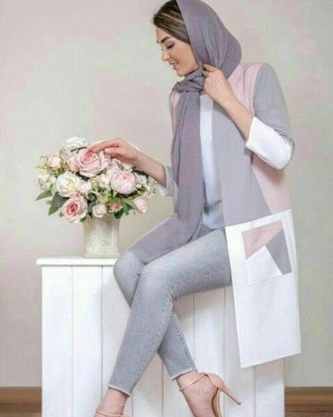 عکس مدل مانتو جلو باز طرح دار