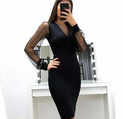 عکس لباس مجلسی کوتاه استین پفکی