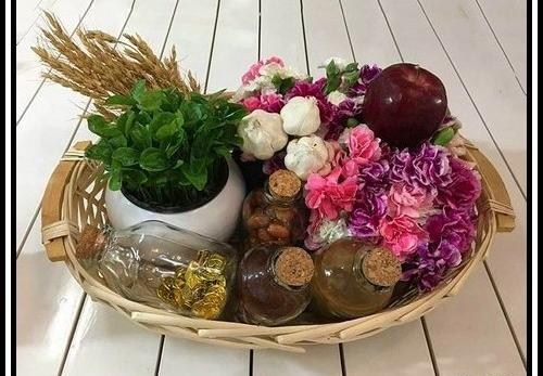 عکس ایده هفت سین در سبد حصیری