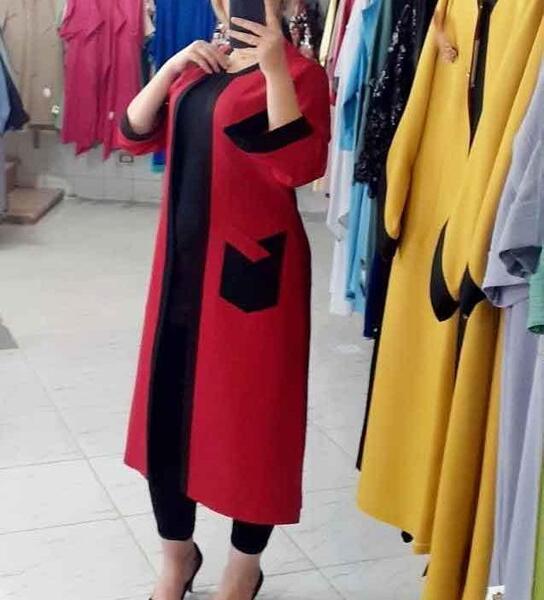 عکس مدل مانتو جلو باز زرشکی