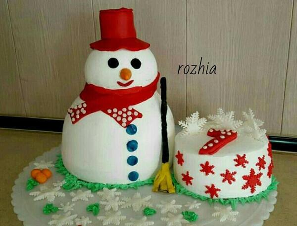 عکس کیک تولد آدم برفی