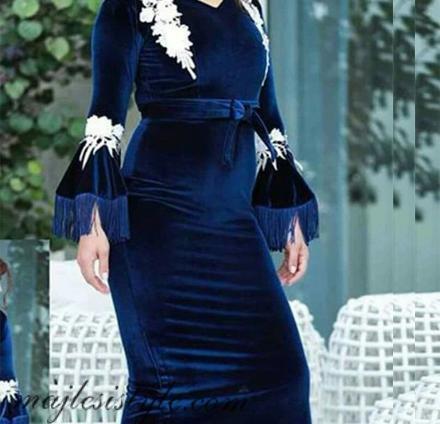 عکس لباس مجلسی زنانه مخمل بلند
