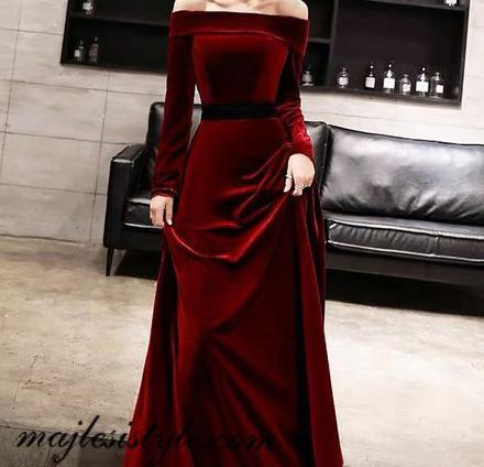 عکس لباس مجلسی زنانه مخمل بلند
