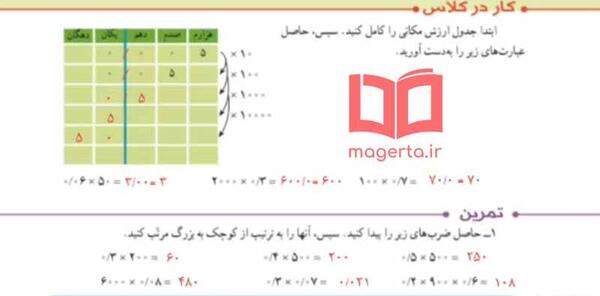 عکس کتاب ریاضی پنجم