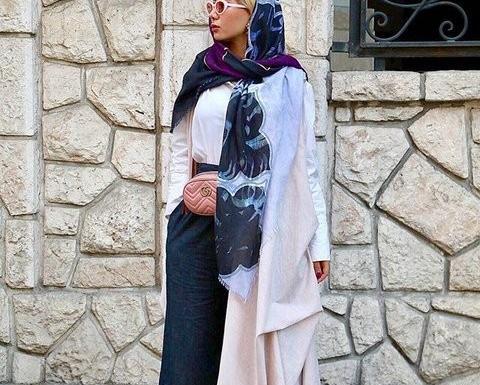 عکس مدل مانتو بلند با شلوار دمپا گشاد