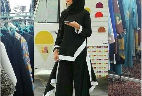 عکس مدل مانتو بلند با شلوار دمپا گشاد