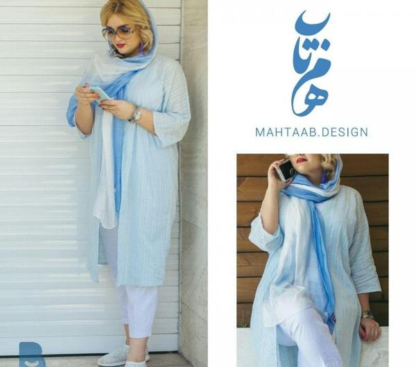 عکس مدل مانتو آبی آسمانی