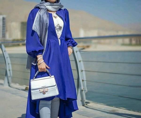 عکس مدل مانتو آبی آسمانی