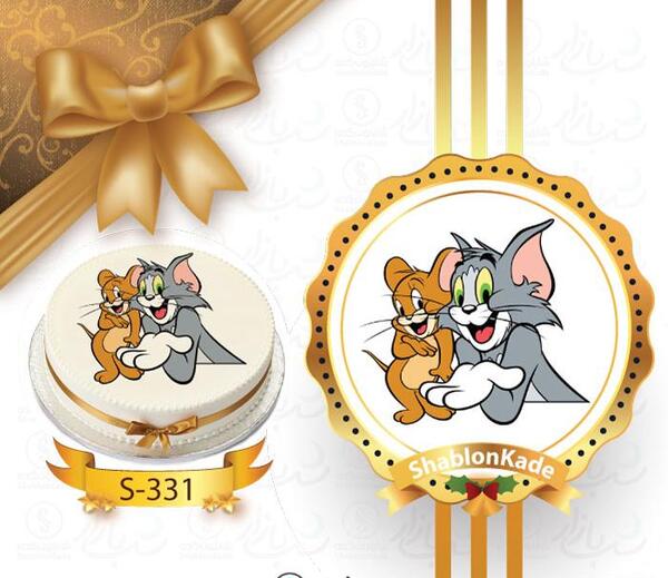 عکس تام و جری روی کیک تولد