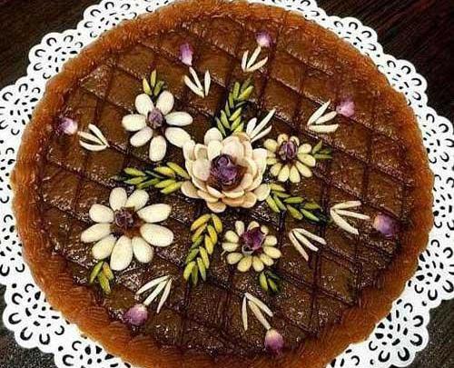 عکس تزیین حلوا خرمایی