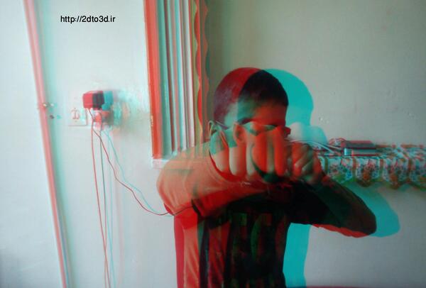عکس سه بعدی قرمز آبی