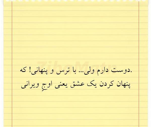 عکس نوشته دوست دارم ولی با ترس و پنهانی