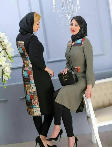 عکس مدل مانتو جلو باز با طرح سنتی