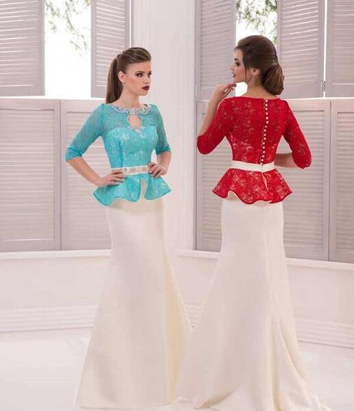 عکس لباس مجلسی بلند پوشیده دنباله دار