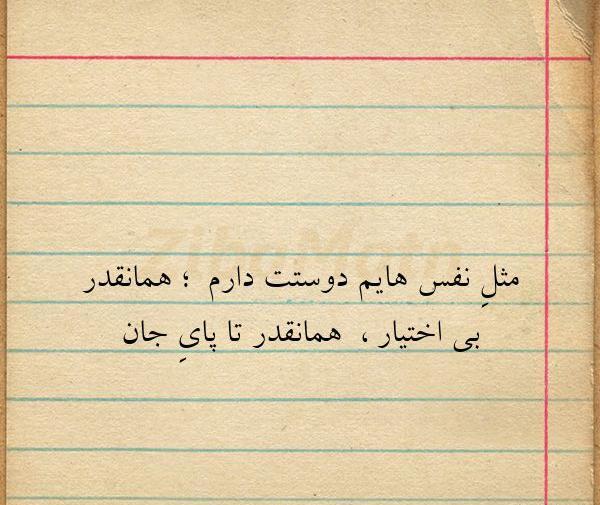 عکس نوشته مثل نفسهایم دوستت دارم