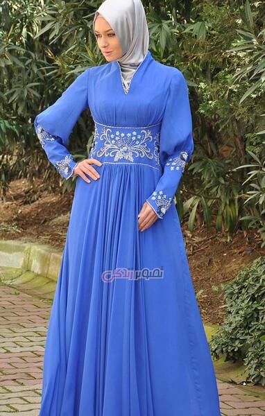 عکس لباس مجلسی بلند پوشیده ترک
