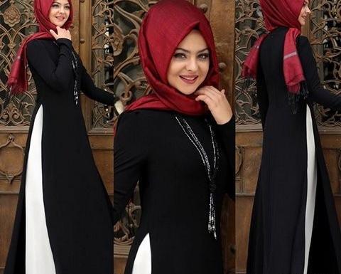 عکس لباس مجلسی بلند پوشیده ترک