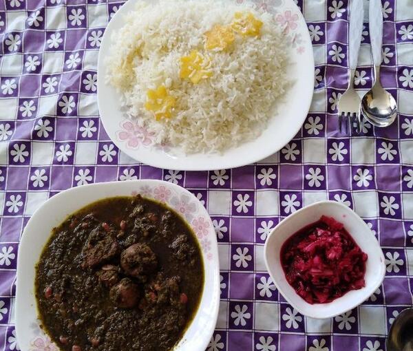 عکس قورمه سبزی و برنج