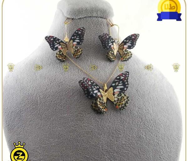 عکس نیم ست طلا دخترانه طرح پروانه