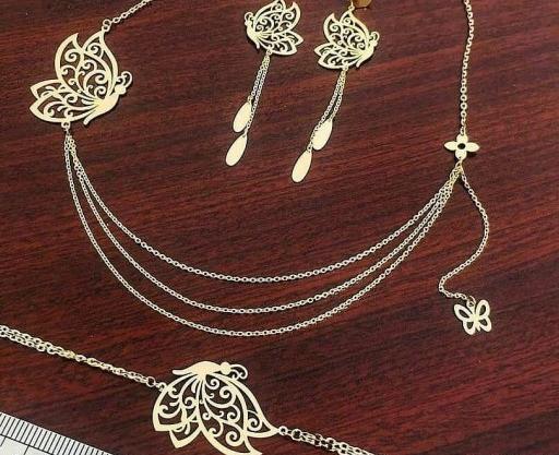 عکس نیم ست طلا دخترانه طرح پروانه