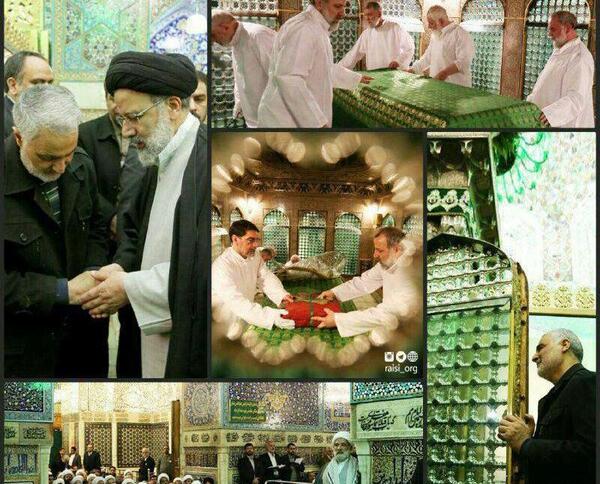 عکس سردار سلیمانی در کنار ضریح امام رضا