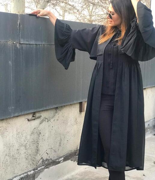 عکس مدل مانتو حریر بلند