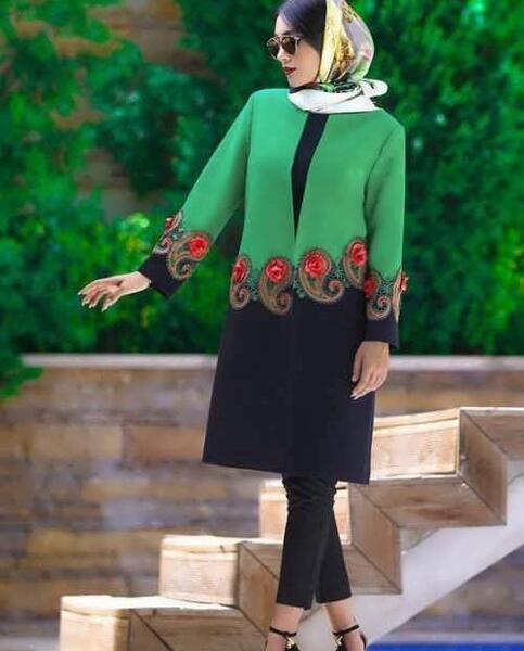 عکس مانتو دخترانه سبز