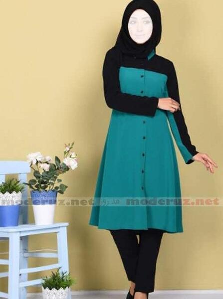 عکس مانتو دخترانه سبز