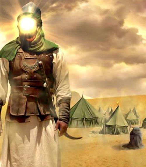 عکس نماز امام حسین در ظهر عاشورا