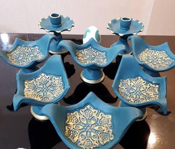 عکس هفت سین سفالی ابی