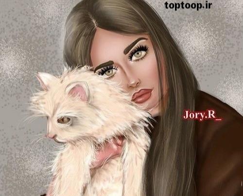 عکس فانتزی دخترانه گربه