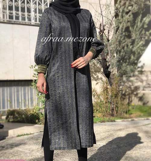 عکس مدل مانتو بلند ریش دار