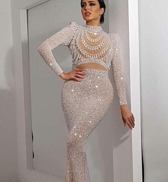 عکس لباس مجلسی زنانه نگین دار