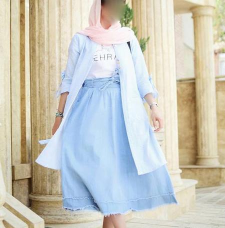 عکس مانتو آبی روشن