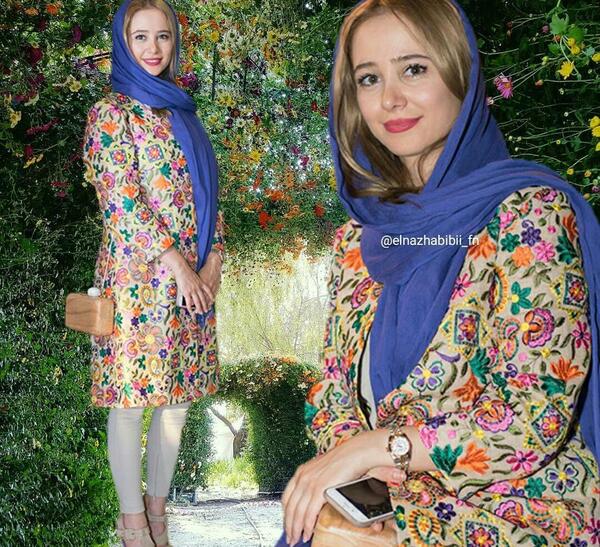 عکس الناز حبیبی با مانتو جلو باز