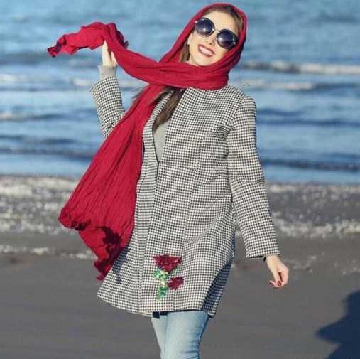 عکس الناز حبیبی با مانتو جلو باز
