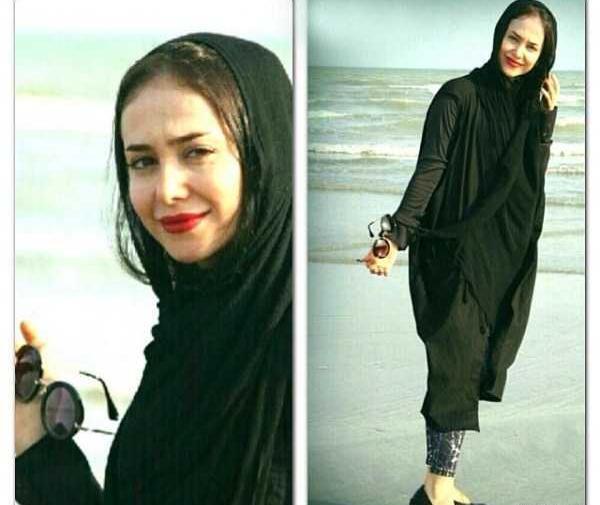 عکس الناز حبیبی با مانتو جلو باز