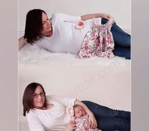 عکس بارداری با لباس نوزاد