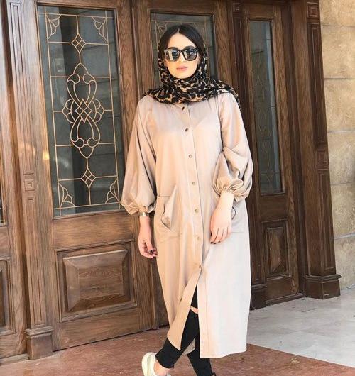 عکس مدل مانتو جدید بلند کرمی