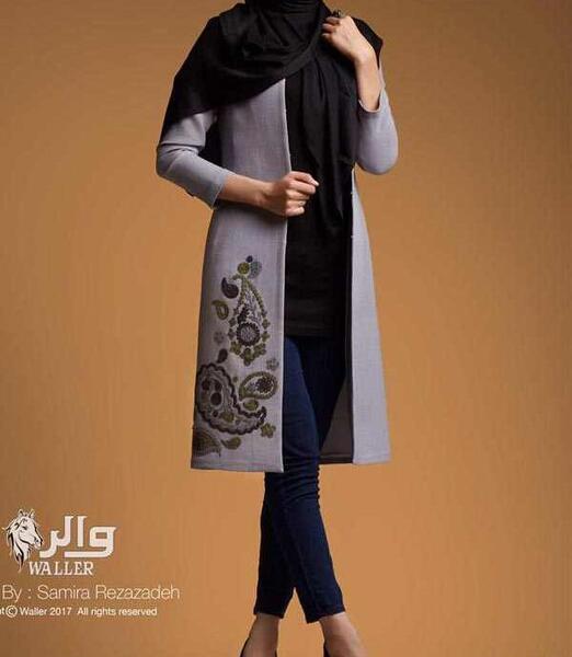عکس مدل مانتو دخترانه گلدوزی شده