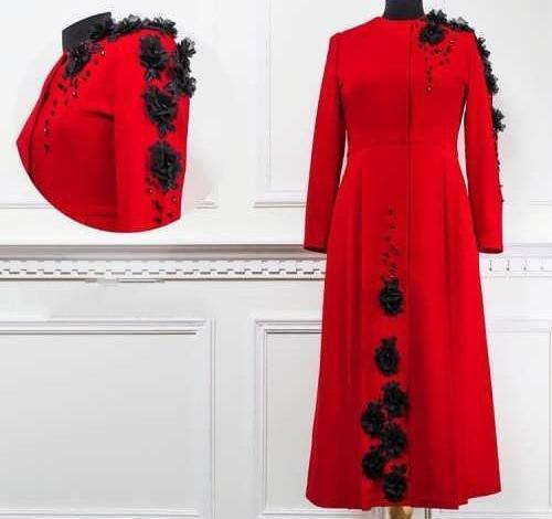 عکس مانتو قرمز مشکی