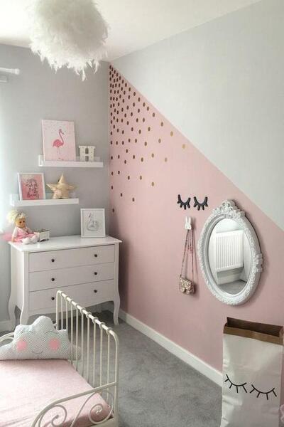 عکس ایده زیبا برای اتاق خواب دخترانه با رنگ صورتی