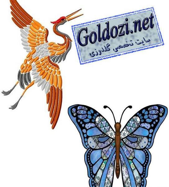 عکس پروانه گلدوزی شده