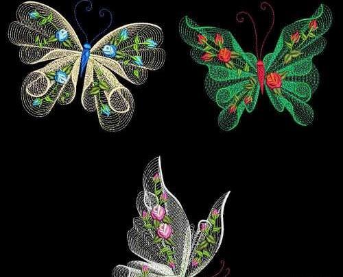 عکس پروانه گلدوزی شده
