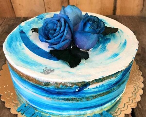 عکس کیک آبی و سفید
