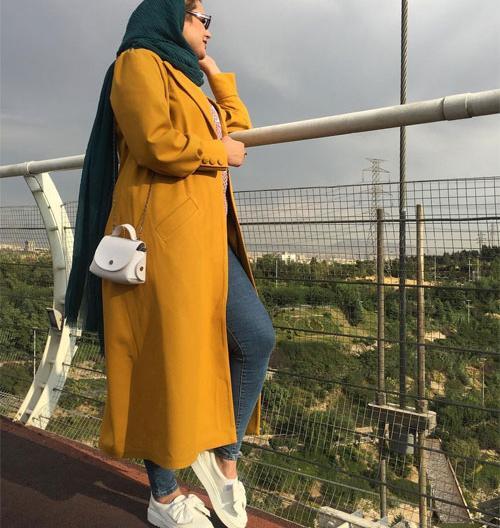 عکس مدل مانتو اسپرت رنگ خردلی