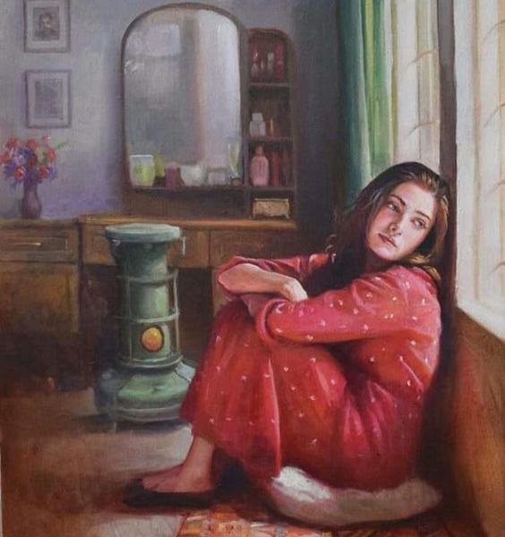 عکس زن غمگین در آینه