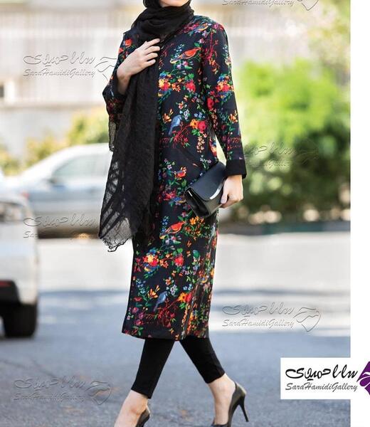عکس مدل مانتو جلو باز گل گلی